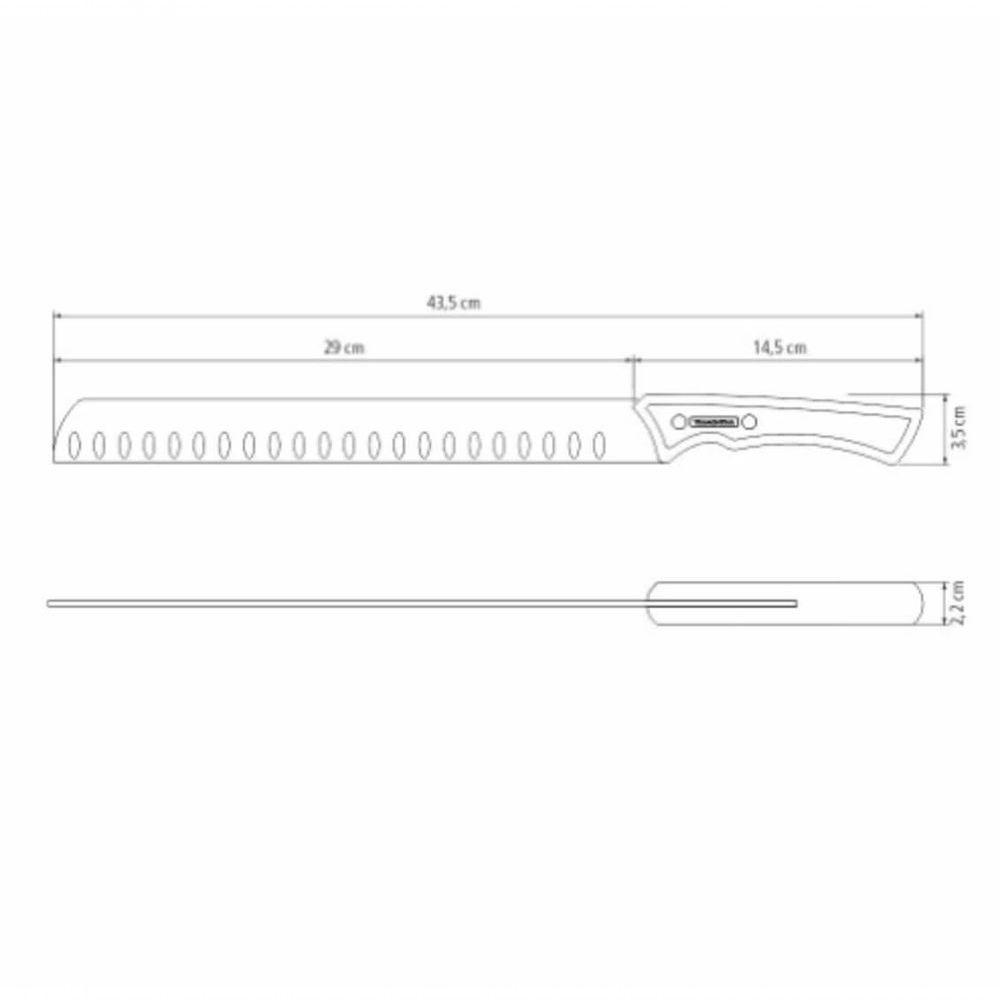 Faca Para Fatiar Tramontina Black 10 Cabo De Madeira - 4