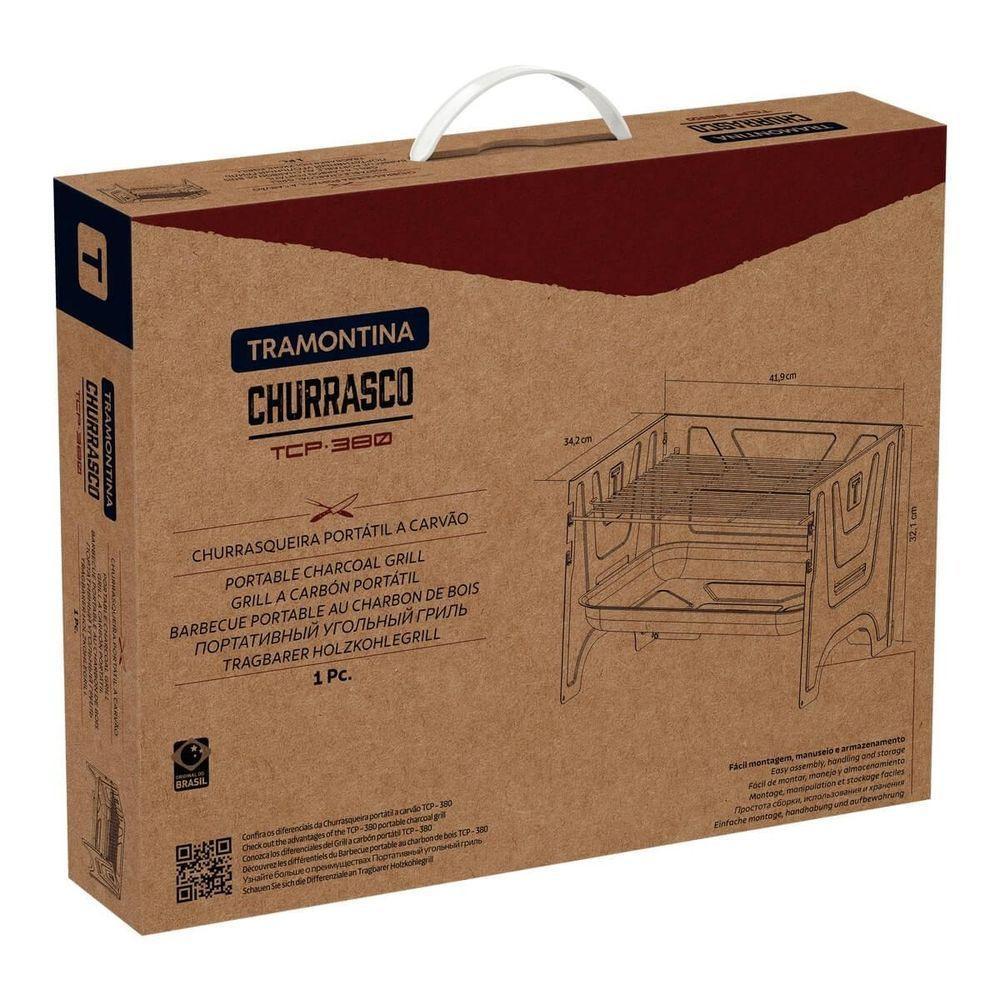 Churrasqueira Portátil à Carvão Tramontina Tcp-380 Aço Carbono Com Grelha Em Inox - 4