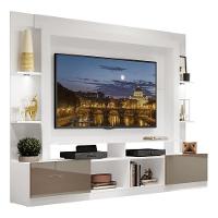 Estante Com Suporte Tv 65" E Leds Berlim Multimóveis V3384 Branca/Lacca Fumê Branco/Lacca Fumê - 1