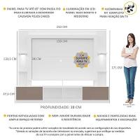 Estante Com Suporte Tv 65" E Leds Berlim Multimóveis V3384 Branca/Lacca Fumê Branco/Lacca Fumê - 6