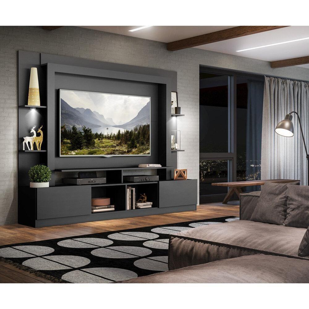Estante Com Suporte Tv 65" E Leds Berlim Multimóveis V3384 Preta Preto - 2