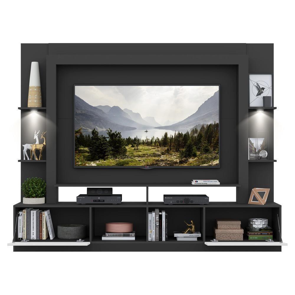 Estante Com Suporte Tv 65" E Leds Berlim Multimóveis V3384 Preta/Branca Preto/Branco - 4