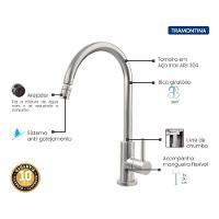 Torneira De Bancada Tramontina Arko Em Aço Inox Com Sistema Anti-gotejamento - 2