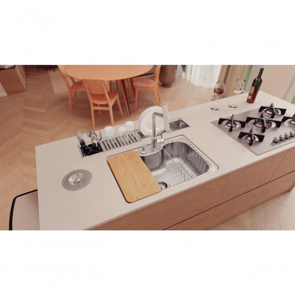 Cuba Tramontina Undermount Morgana Em Inox Acabamento Escovado 69x49 Cm Com Acessórios - 3