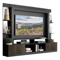 Estante Com Suporte Tv 65" Prateleiras C/ Espelho Oslo Multimóveis V3385 Preto/Tenerife - 1