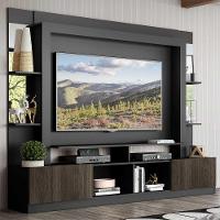 Estante Com Suporte Tv 65" Prateleiras C/ Espelho Oslo Multimóveis V3385 Preto/Tenerife - 7