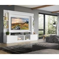 Estante Com Suporte Tv 65" Prateleiras C/ Espelho Oslo Multimóveis V3385 Branca Branco - 2