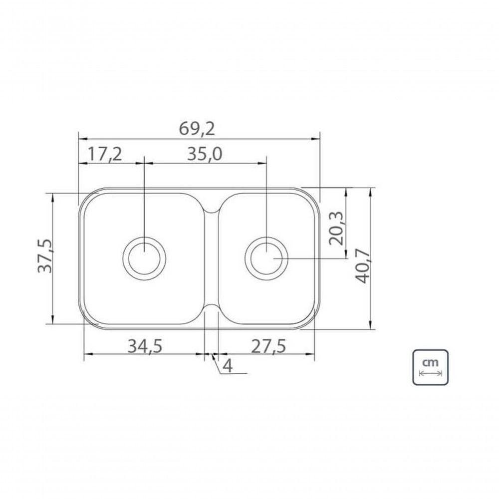 Cuba Dupla De Embutir-sobrepor Tramontina Isis 2c 34-28 Bs Em Inox Acabamento Escovado 69x40 Cm - 4