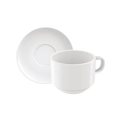 Conjunto Xícara E Pires De Chá Tramontina Paola Em Porcelana 240ml 2 Peças
