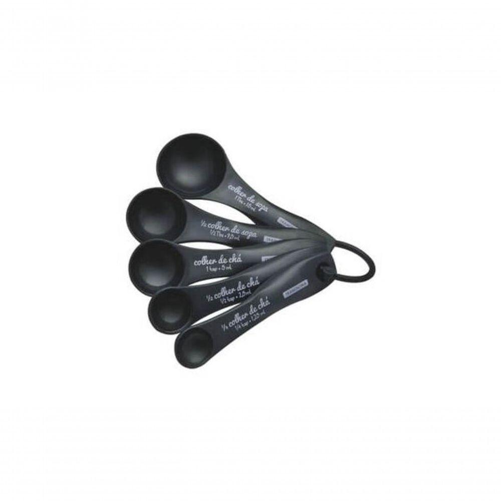 Jogo De Colheres Medidoras Tramontina Utilità Grafite 5 Peças - 1