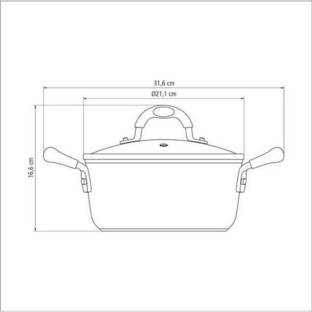 Caçarola Tramontina Mônaco Induction Com Revestimento Antiaderente Starflon Premium Preto Com Tampa 20cm - 3