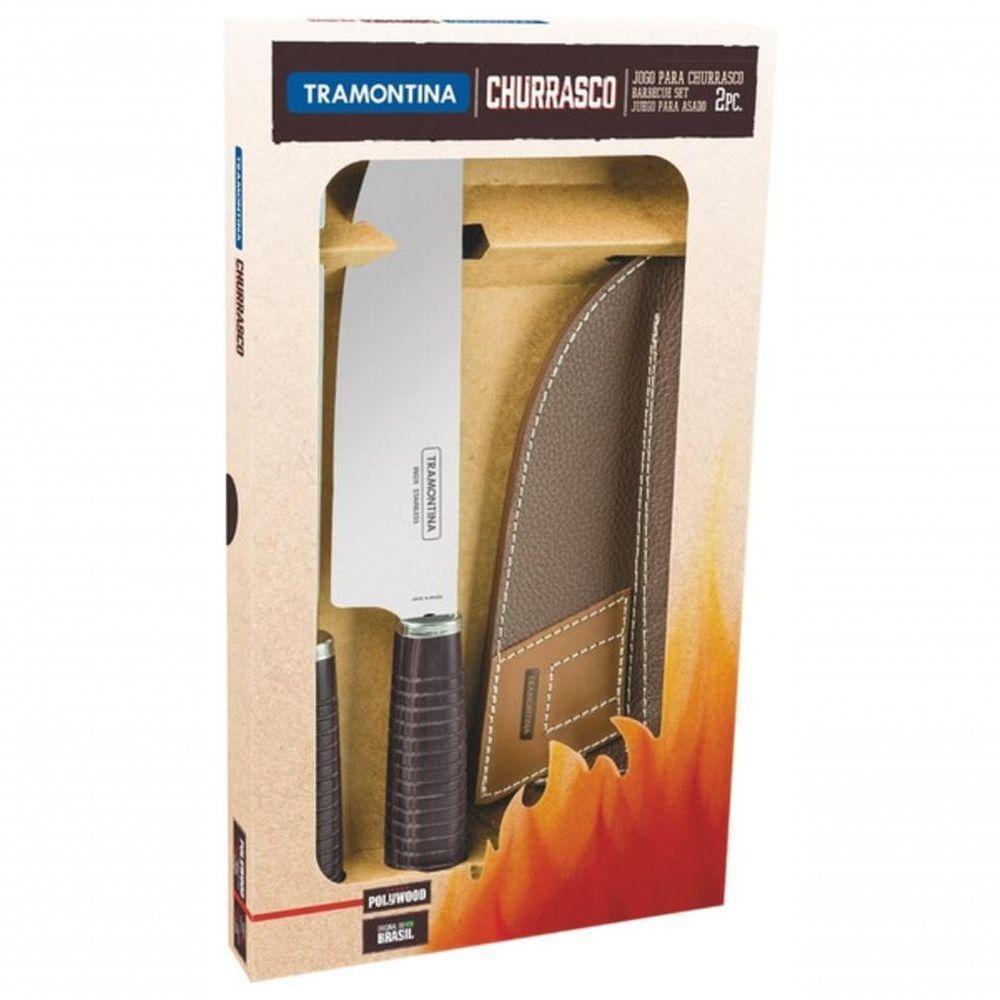 Jogo De Facas Tramontina Aço Inox Polywood Castanho 2 Peças - 3