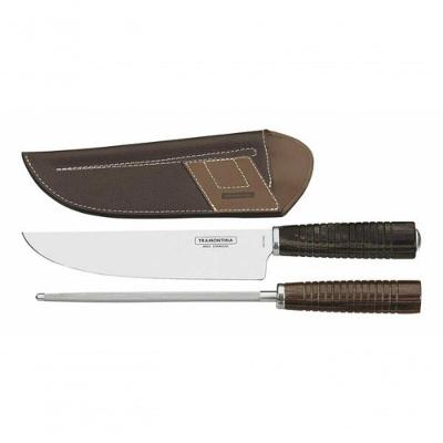 Jogo De Facas Tramontina Aço Inox Polywood Castanho 2 Peças