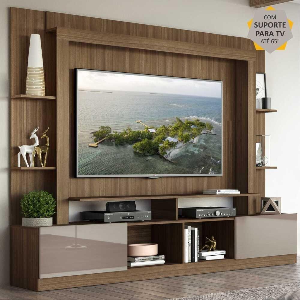 Estante Com Suporte Para Tv Até 65´´ Oslo Fg3386 Madeirada/lacca Fumê - 8