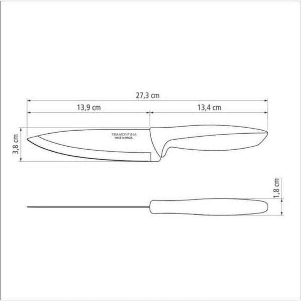Faca Chef Tramontina Em Aço Inox 6" Preto Plenus - 3