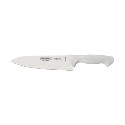 Faca Chef Tramontina Premium Com Lâmina Em Aço Inox E Cabo De Polipropileno Branco 8"