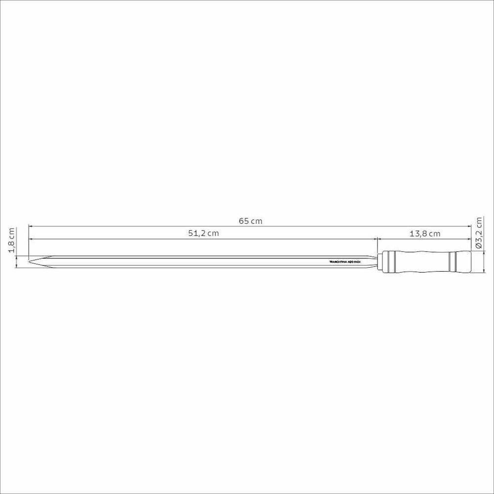 Espeto Para Churrasco Tramontina Lâmina Inox Cabo Madeira 65cm - 3