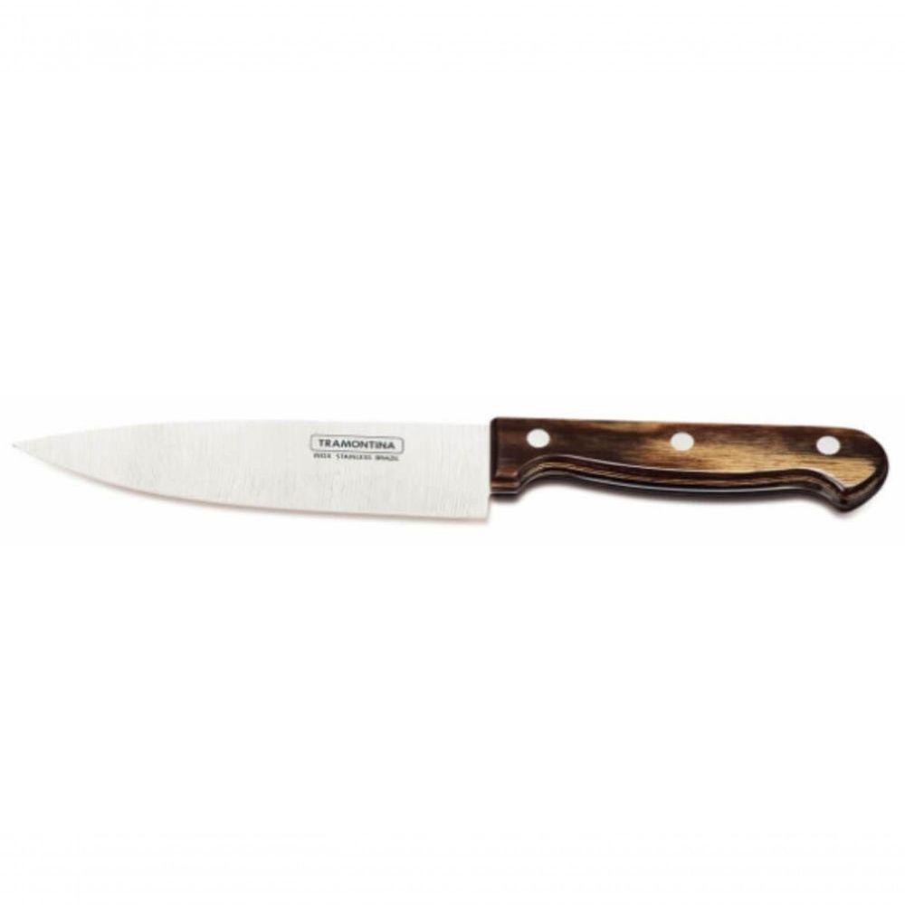 Faca Chef Tramontina Polywood 6 Aço Inox Castanho - 1