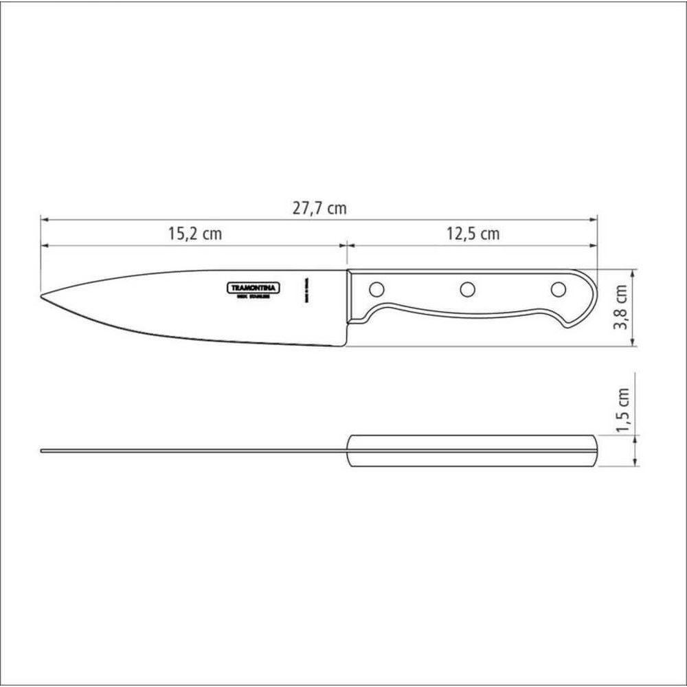 Faca Chef Tramontina Polywood 6 Aço Inox Castanho - 2