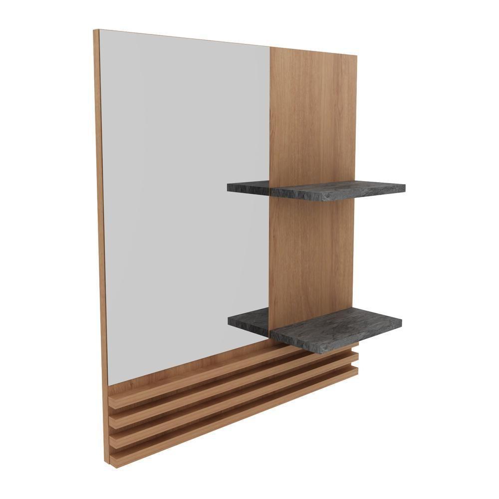 Espelheira Para Banheiro 60Cm Multimóveis Vcr10092 Amêndoa/Mármore Lunar Amêndoa/Mármore Lunar - 2