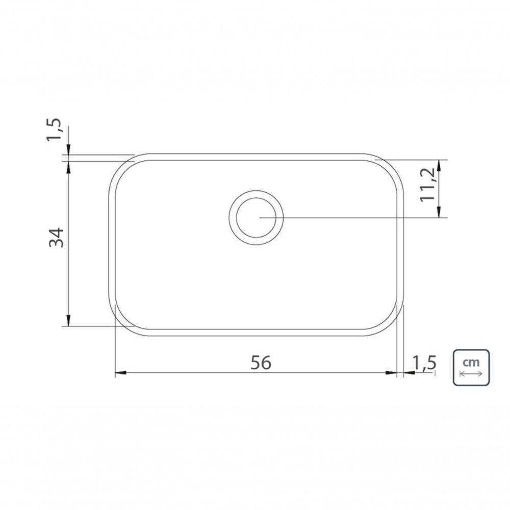 Cuba De Embutir Tramontina Lavínia 56 Bl Em Aço Inox Acabamento Escovado Com Escape 56x34 Cm - 2
