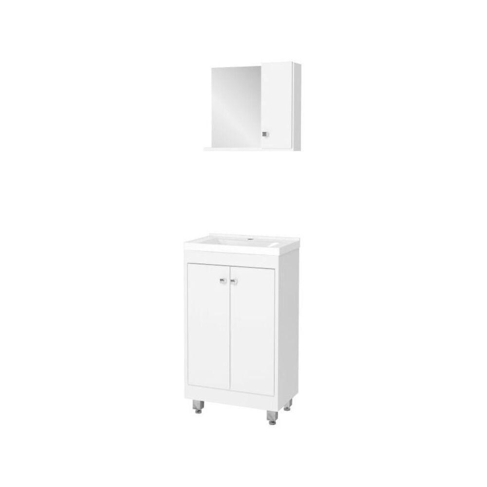 Gabinete Banheiro Com Cuba E Espelheira 45cm Multimóveis Cr10100 Branco Branco - 1