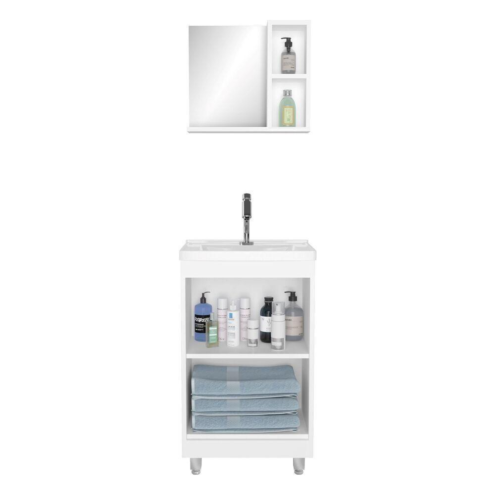 Gabinete Banheiro Com Cuba E Espelheira 45cm Multimóveis Cr10100 Branco Branco - 4