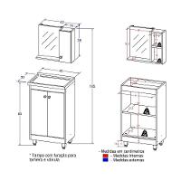 Gabinete Banheiro Com Cuba E Espelheira 45cm Multimóveis Cr10100 Branco Branco - 3