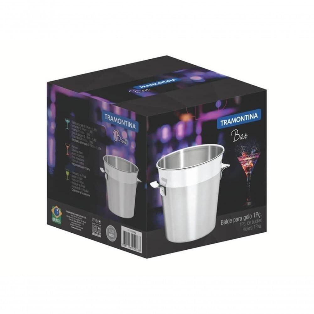 Balde De Gelo Tramontina Cosmos 14cm Em Aço Inox Fosco Com Borda Em Brilho - 4