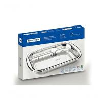 Assadeira Retangular Tramontina Cosmos 43cm Em Aço Inox Com Tampa De Vidro