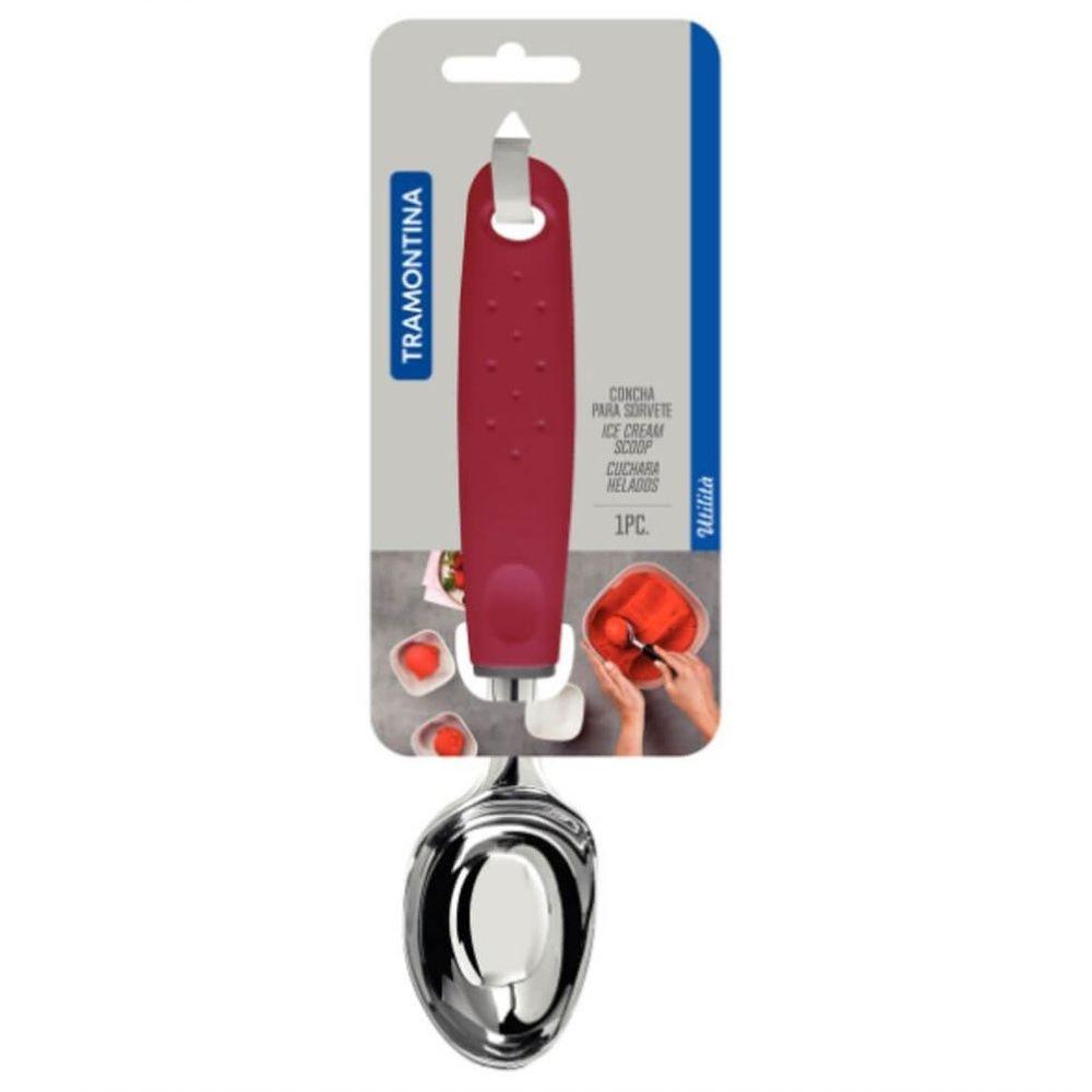 Concha Para Sorvete Tramontina Utilitá Zamak Cromado Vermelha - 2