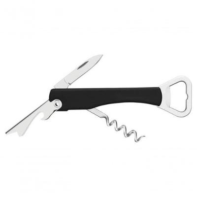 Abridor Com Saca Rolhas E Canivete Tramontina Harmoniza Inox E Corpo Em Abs Preto