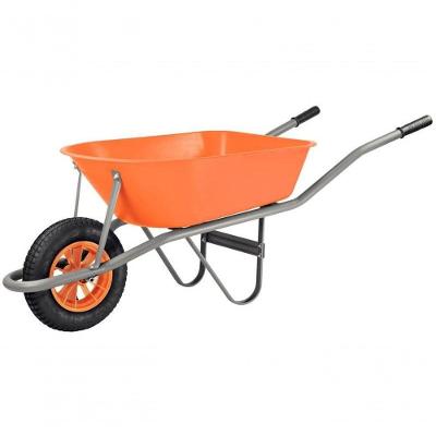 Carrinho De Mão Tramontina Com Caçamba Funda Plástica Laranja 55 Litros Braço Metálico E Pneu Com Câmara