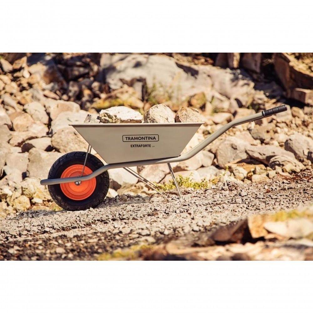 Carrinho De Mão Extraforte Tramontina Pneu Com Câmara Caçamba Metálica Cinza 65 Litros - 2