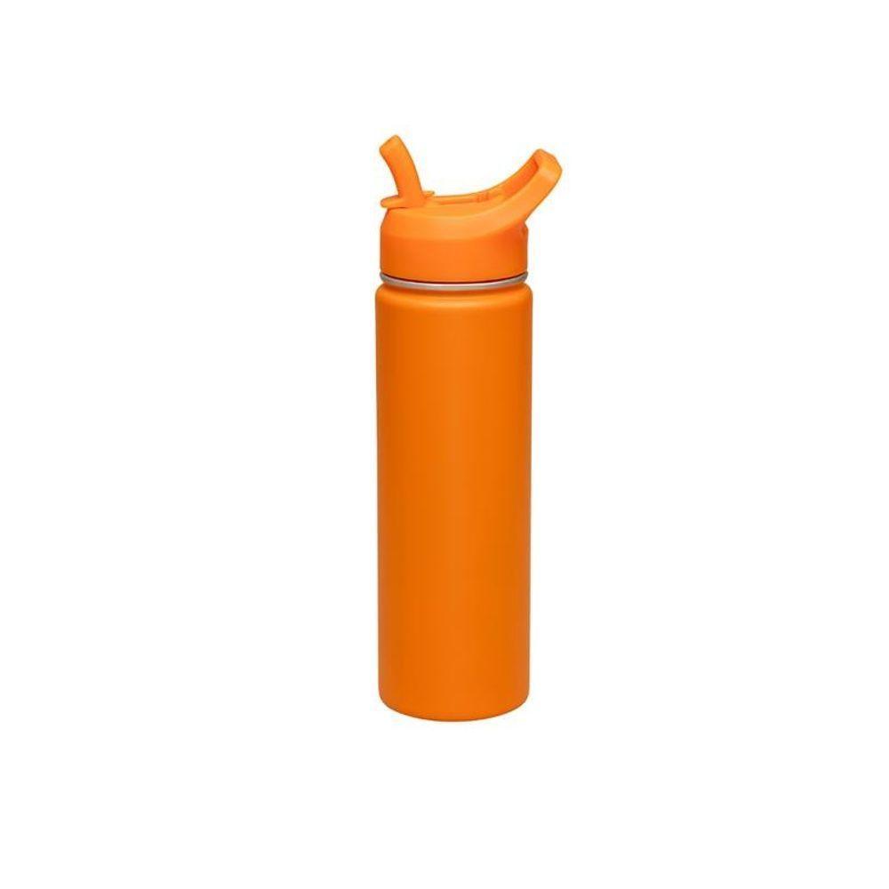 Garrafa Térmica Tramontina Aço Revestido Laranja Com Canudo 650ml - 2