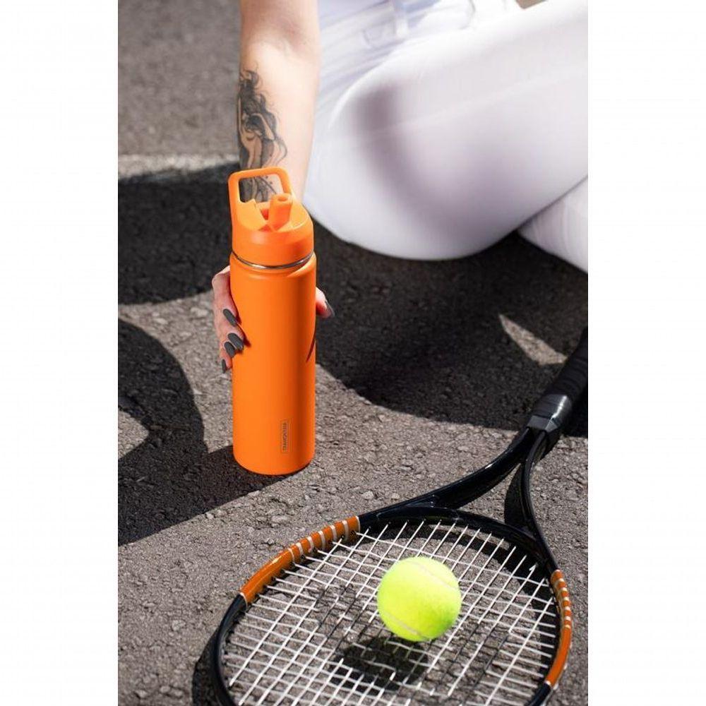 Garrafa Térmica Tramontina Aço Revestido Laranja Com Canudo 650ml - 5