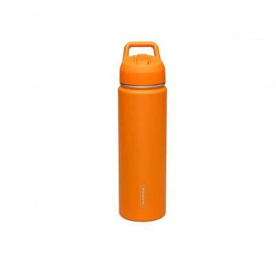 Garrafa Térmica Tramontina Aço Revestido Laranja Com Canudo 650ml