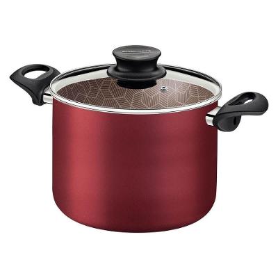 Caldeirão Tramontina Paris 28cm Em Alumínio Com Revestimento Antiaderente Vermelho E Tampa De Vidro