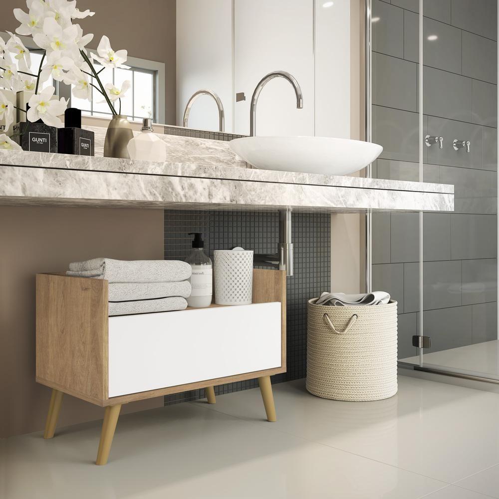 Gabinete De Banheiro Retrô 80 Cm Fg5000 Rustic/branco/natural - 7
