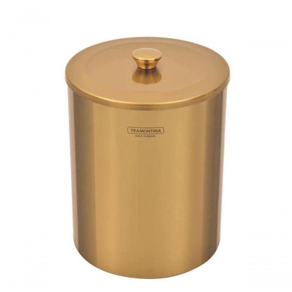 Lixeira Tramontina útil Aço Inox Acabamento Escovado Com Revestimento Gold 5litrositros - 1