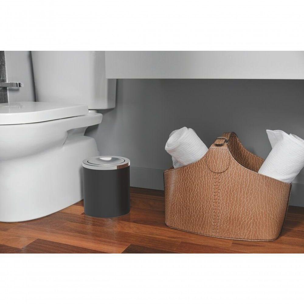 Lixeira Tramontina útil Basculante Em Aço Inox E Corpo Em Polipropileno Preto 5 Litros - 2