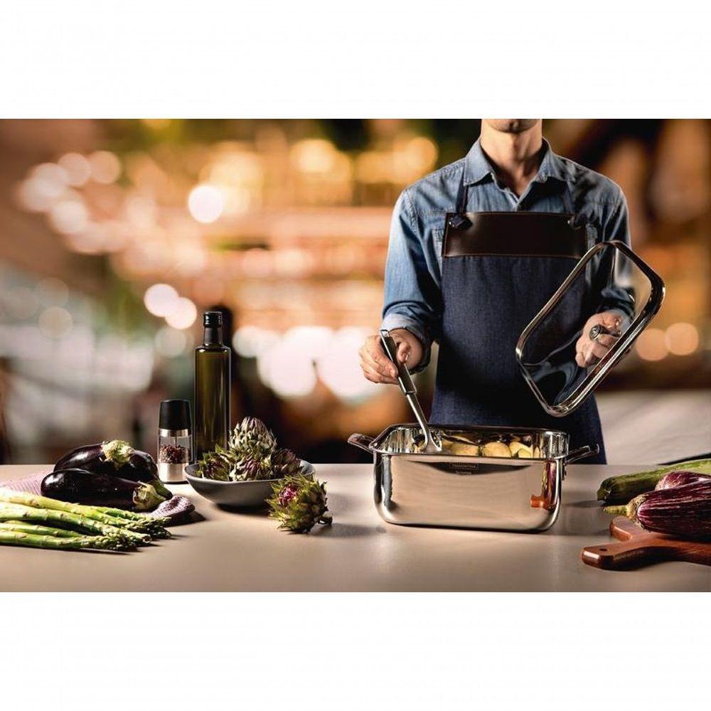 Caçarola Tramontina Grano Quadrada Aço Inox Com Suporte Para Tampa De Vidro 7,3 Litros - 2