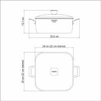 Caçarola Tramontina Grano Quadrada Aço Inox Com Suporte Para Tampa De Vidro 7,3 Litros