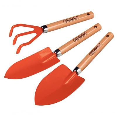 Conjunto Para Jardinagem Tramontina Em Aço Com Cabo De Madeira 3 Peças