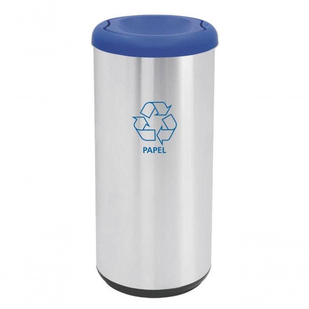Lixeira Inox Tramontina Piemonte Com Acabamento Acetinado E Tampa Basculante Azul 40 Litros - 1