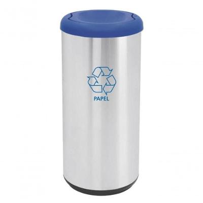 Lixeira Inox Tramontina Piemonte Com Acabamento Acetinado E Tampa Basculante Azul 40 Litros