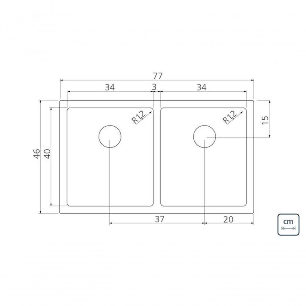 Cuba Dupla Tramontina Quadrum 2c 34 Em Inox Acabamento Acetinado Design Collection - 3