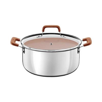 Caçarola Tramontina Romagna Aço Inox E Alumínio 24cm Com Revestimento Cerâmico Marfim