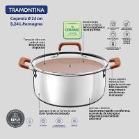 Caçarola Tramontina Romagna Aço Inox E Alumínio 24cm Com Revestimento Cerâmico Marfim