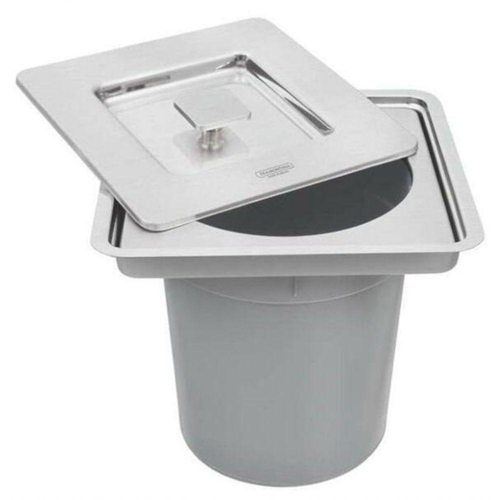 Lixeira De Embutir Tramontina Clean Square Em Aço Inox Com Balde Plástico 5 L - 1